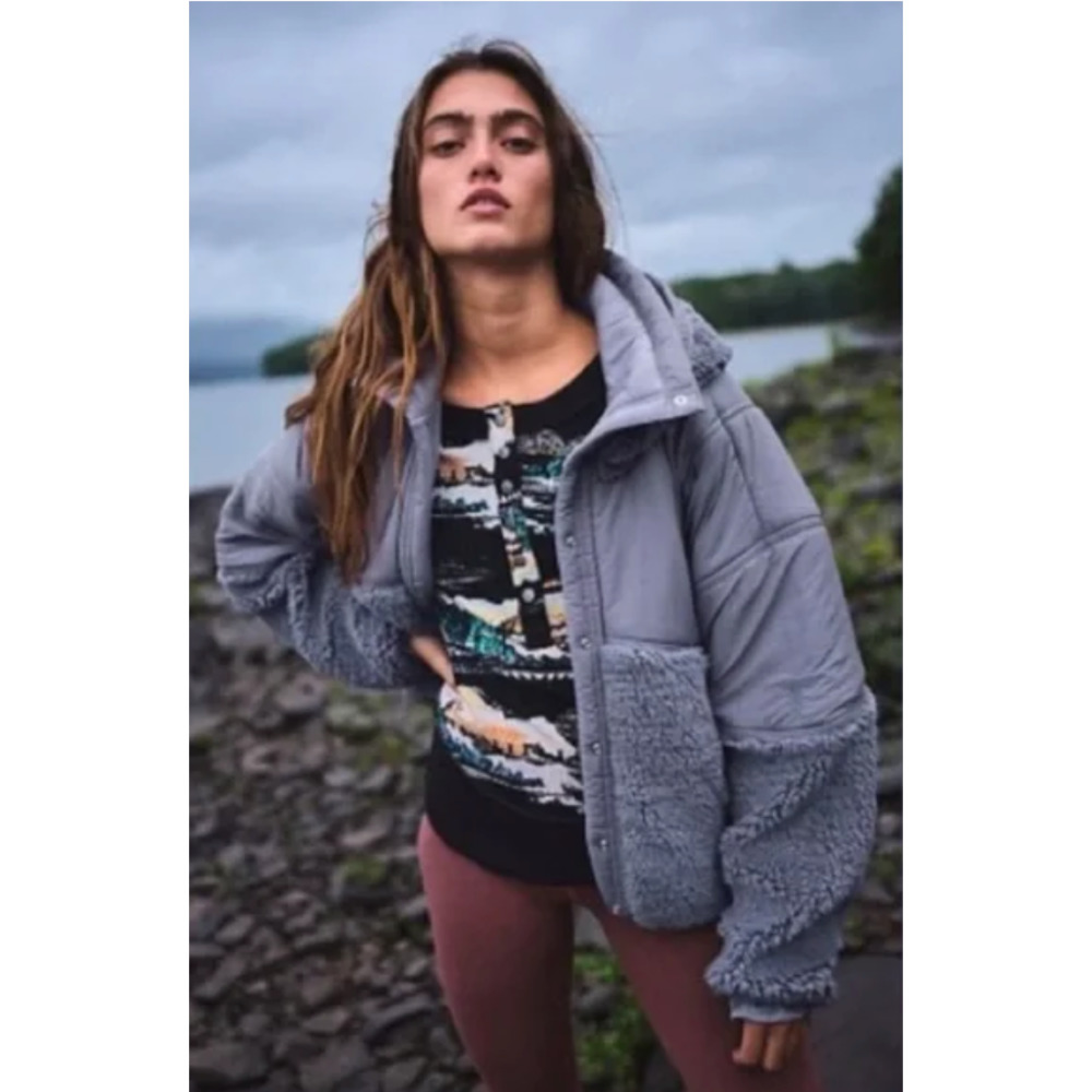 Free People Adventure Awaits Fleece Jacket Small NWT Purple